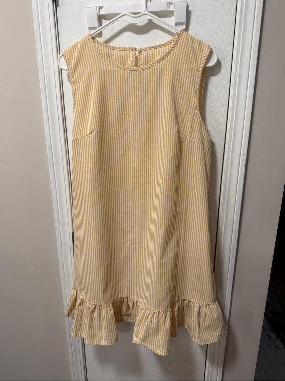 Sleeveless Yellow Striped Ruffle-Hem Mini Dress